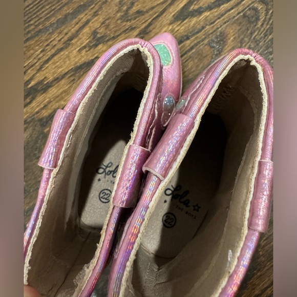 Lola + The Boys PINK IRIDESCENT HEART COWGIRL BOOTS size 22 6c toddler shoe - Picture 9 of 10